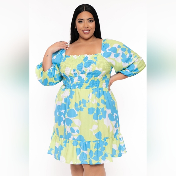 NEW NWT CurvySense Plus Size Vera Floral Smocked Dress - Multi - Picture 3 of 11